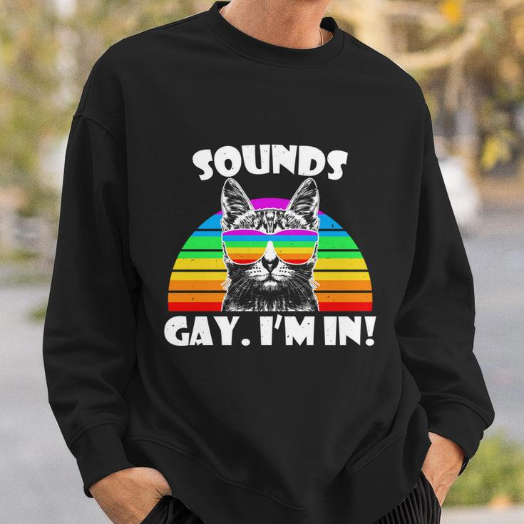 Sounds Gay Im In Rainbow Cat Pride Retro Cat Gay Funny Gift Sweatshirt Gifts for Him
