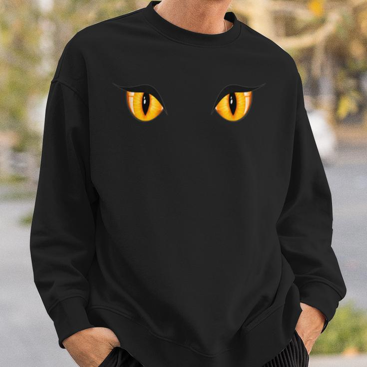 Spooky Creepy Ghost Black Cat Orange Eyes Halloween Sweatshirt Gifts for Him