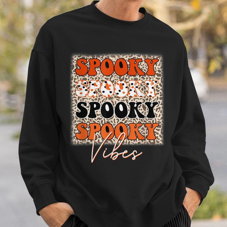 Spooky Vibes Halloween Spooky Leopard Pattern Autumn  Sweatshirt Gifts for Him