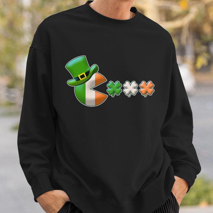 St Patricks Day Irish Flag Pac Man Shamrocks Sweatshirt Gifts for Him