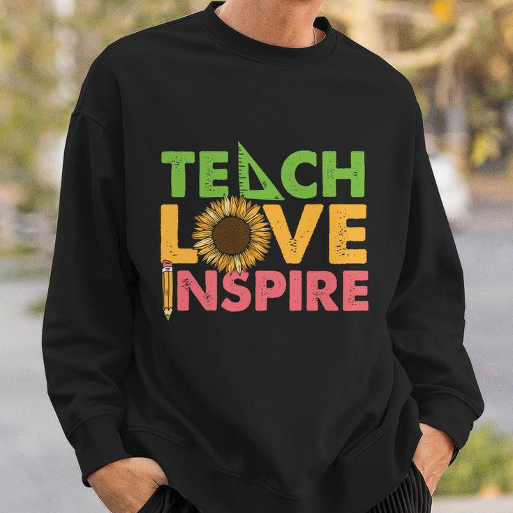 Teach Love Inspire Teacher Sunflower Graphic Plus Size Shirt For Teacher Female Sweatshirt Gifts for Him
