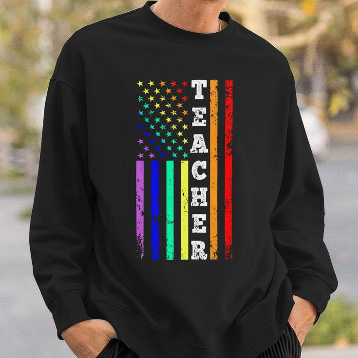 Teacher American Gay Pride Flag Sweatshirt Gifts for Him