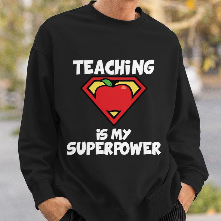 Teaching Is My Superpower Apple Crest Sweatshirt Gifts for Him