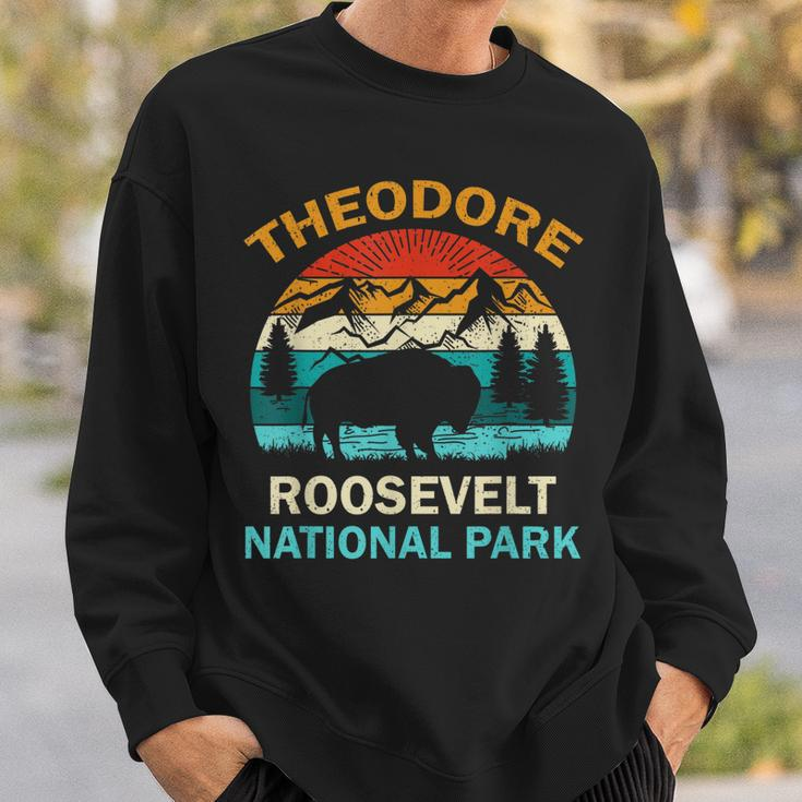 Theodore Roosevelt National Park North Dakota Buffalo Retro Sweatshirt Gifts for Him