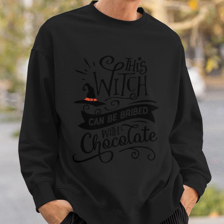 This Witch Can Be Bribed With Chococate Halloween Quote Sweatshirt Gifts for Him