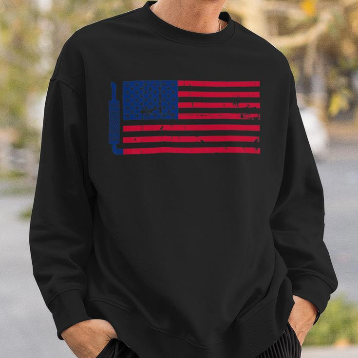 Trucker Truck Driver American Flag With Exhaust Patriotic Trucker_ V2 Sweatshirt Gifts for Him