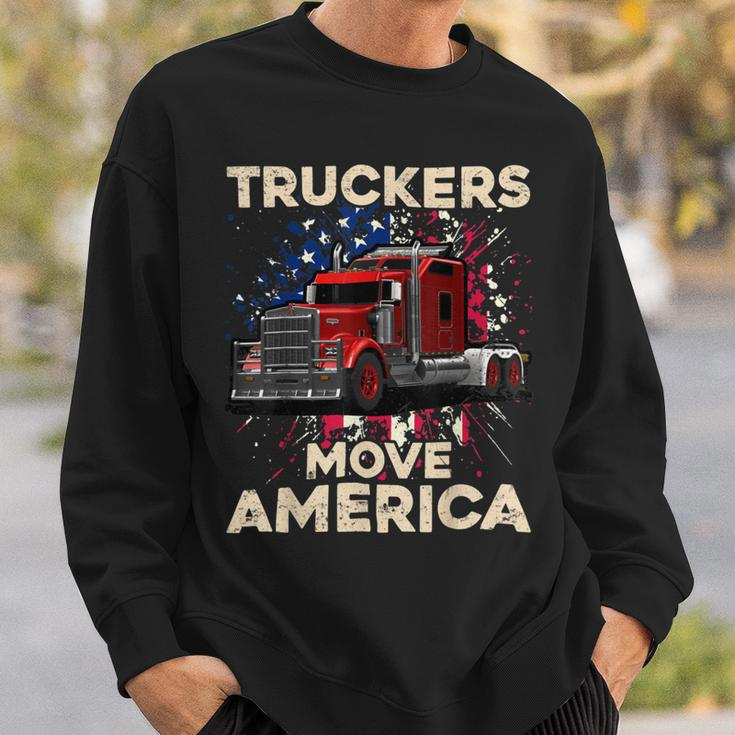 Trucker Truck Driver Trucker American Flag Truck Driver Sweatshirt Gifts for Him