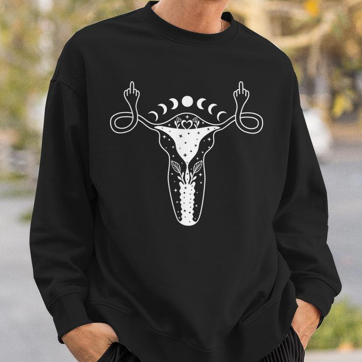 Uterus Shows Middle Finger Feminist Pro Choice Womens Rights Sweatshirt Gifts for Him