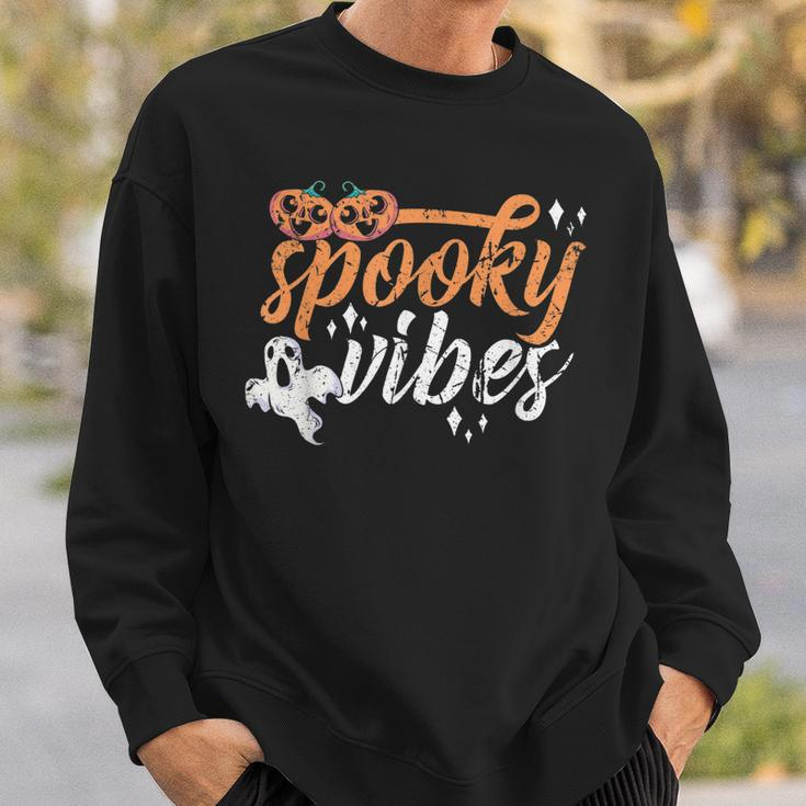 Vintage Spooky Vibes Halloween Novelty Graphic Art Design Sweatshirt Gifts for Him