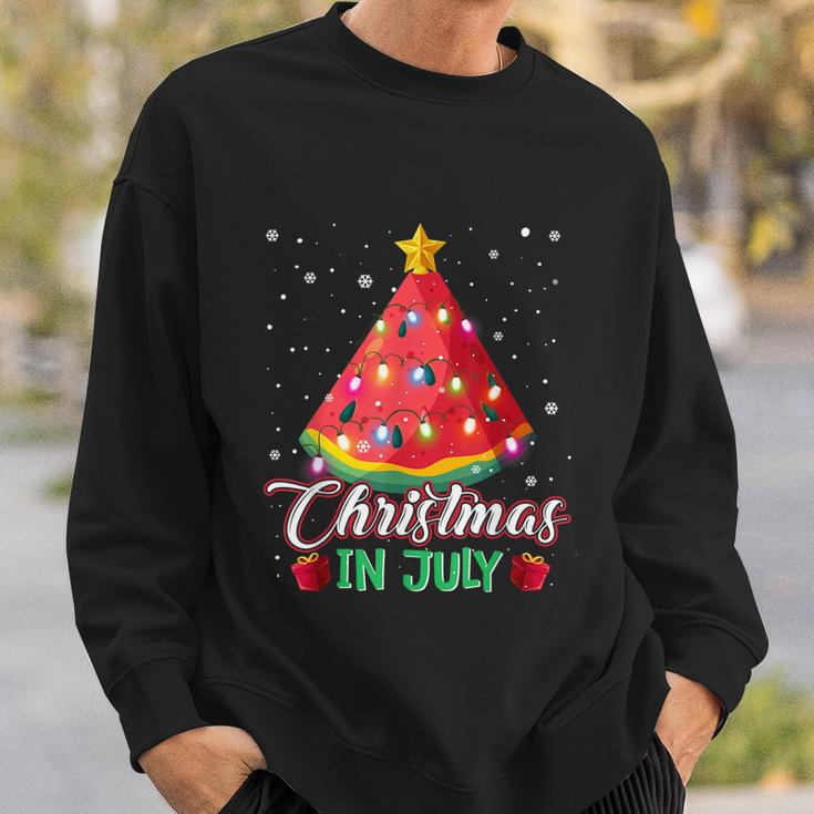 Watermelon Christmas Tree Christmas In July Summer Vacation Sweatshirt Gifts for Him
