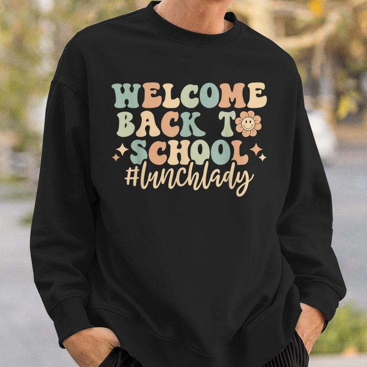 Welcome Back To School Lunch Lady Retro Groovy Sweatshirt Gifts for Him