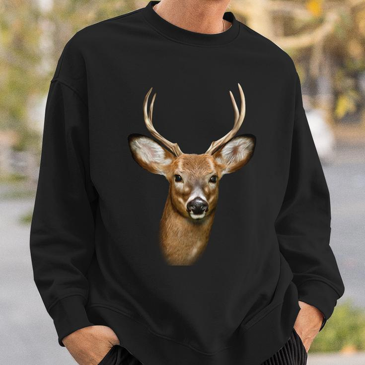 Wildlife Big Face Young Buck Deer Portrait Sweatshirt Gifts for Him