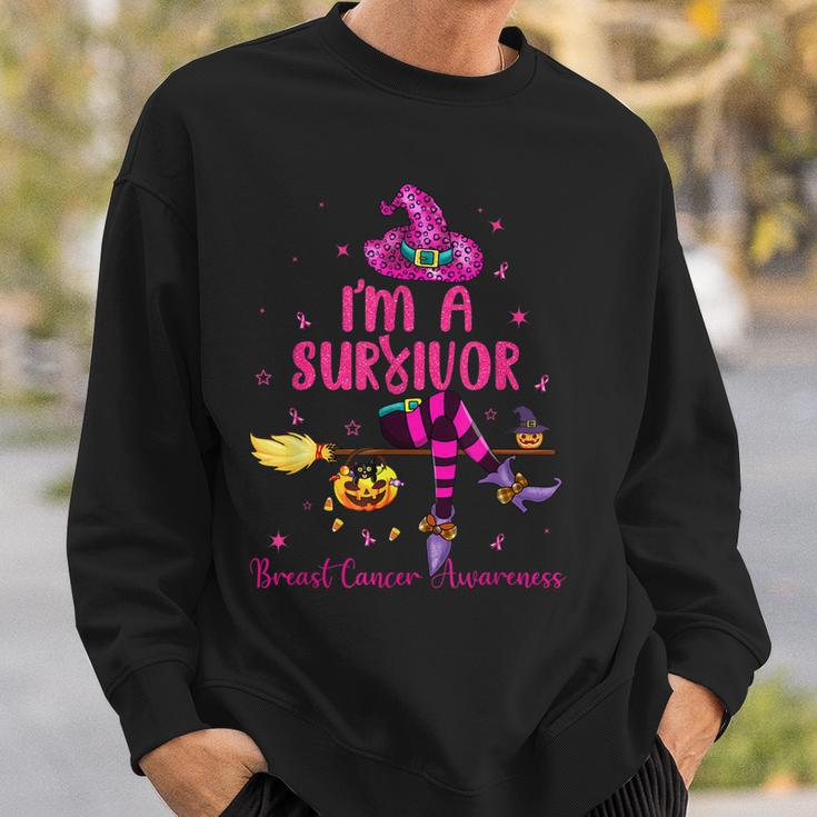 Witch I’M Survivor Breast Cancer Pink Ribbon Halloween Women Sweatshirt Gifts for Him