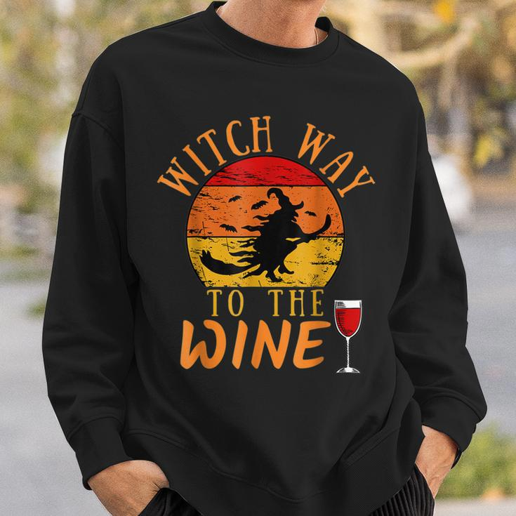 Witch Way To The Wine Funny Halloween Party Wine Witch Lover Sweatshirt Gifts for Him
