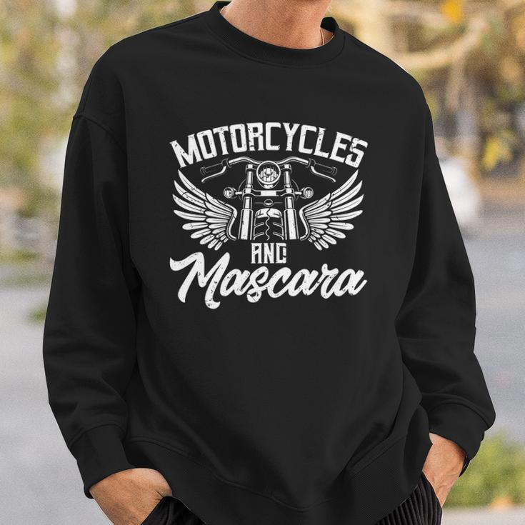 Womens Biker Lifestyle Quotes Motorcycles And Mascara Sweatshirt Gifts for Him