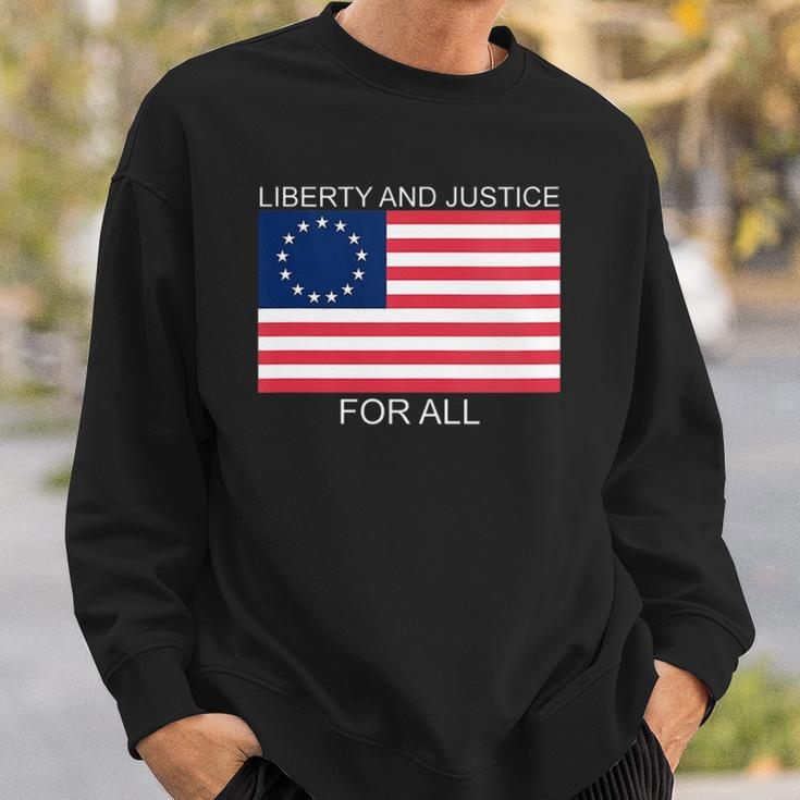 Womens Liberty And Justice For All Betsy Ross Flag American Pride Sweatshirt Gifts for Him
