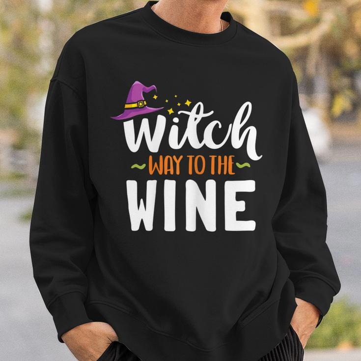 Womens Wine Lover Outfit For Halloween Witch Way To The Wine Sweatshirt Gifts for Him