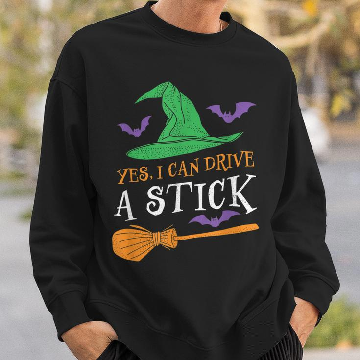 Yes I Can Drive A Stick Funny Witch Halloween Sweatshirt Gifts for Him