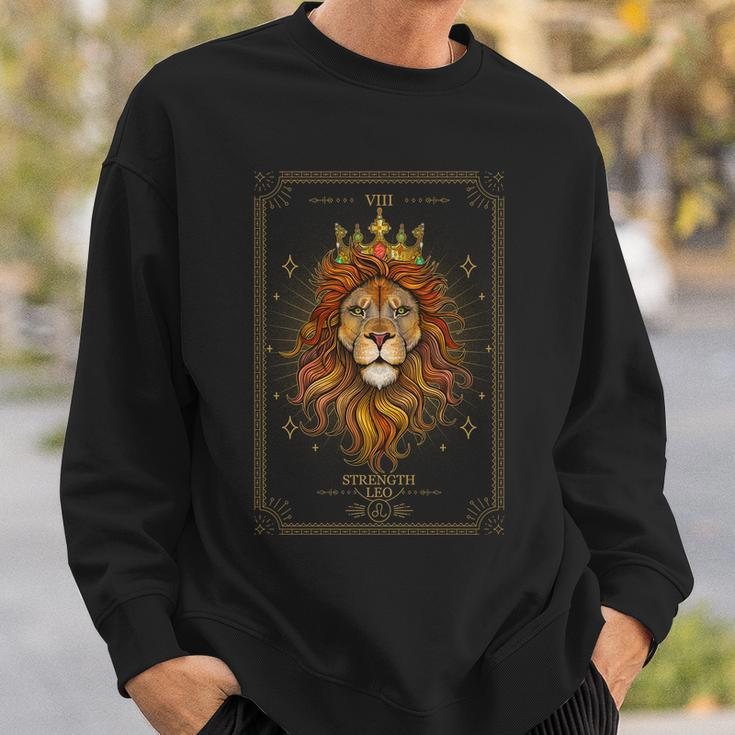 Zodiac Leo Lion Tarot Card Viii Strength Sweatshirt Gifts for Him