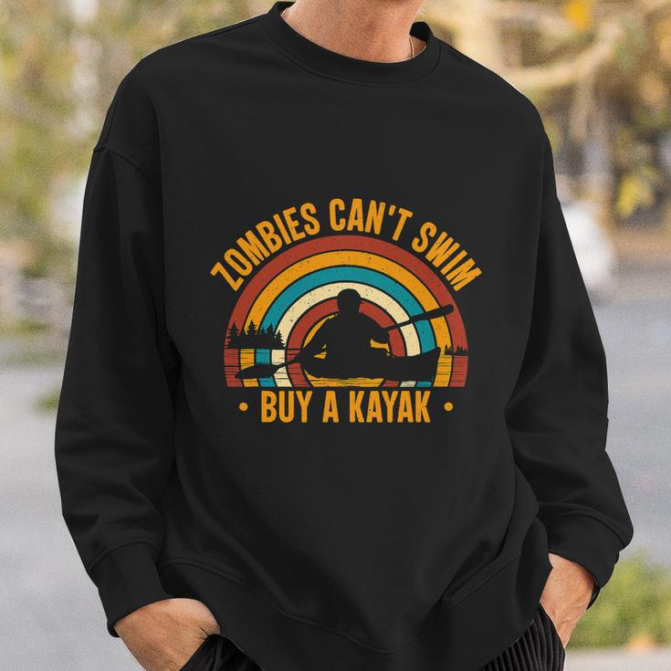 Zombies Cant Swim Buy Kayak Fishing Retro Sweatshirt Gifts for Him
