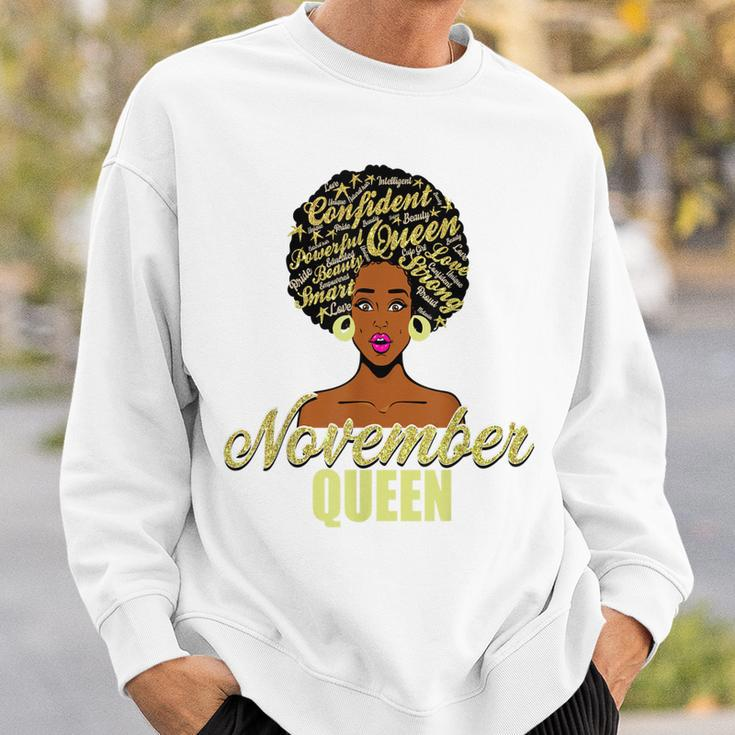 Black African American Melanin Afro Queen November Birthday Sweatshirt Gifts for Him