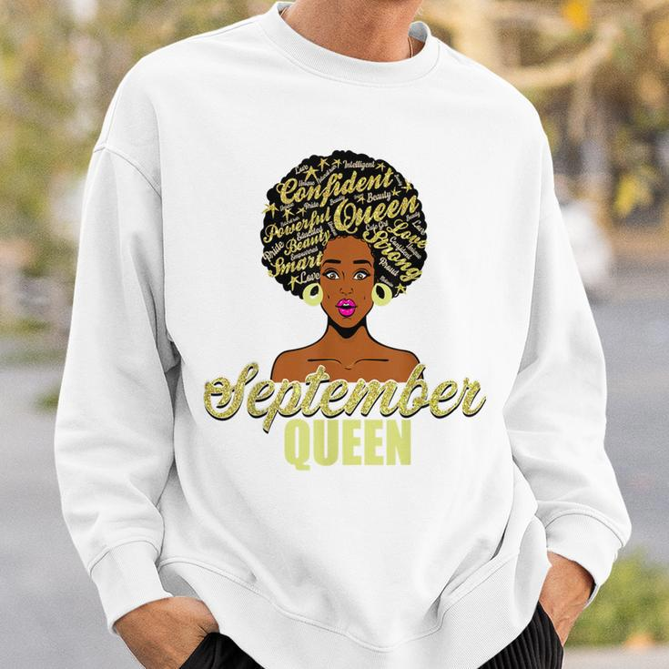 Black African American Melanin Afro Queen September Birthday Sweatshirt Gifts for Him