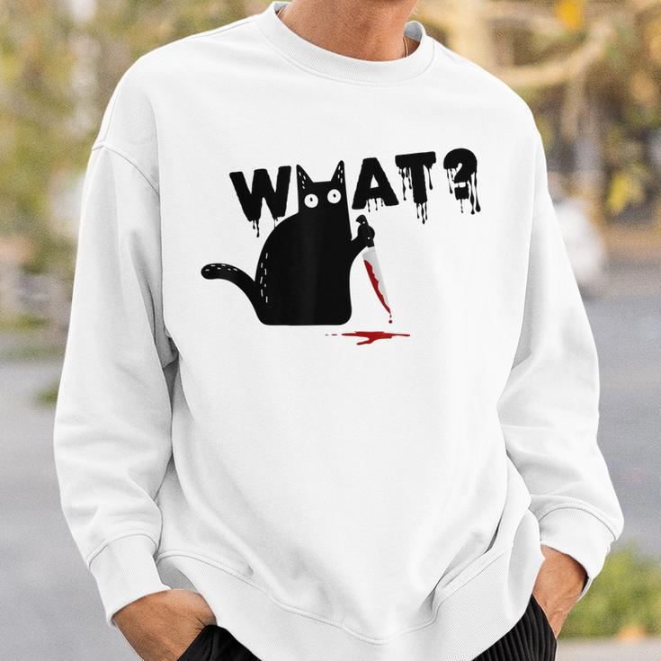 Black Cat Killer Ask What Halloween Knife Sarcasm Sweatshirt Gifts for Him