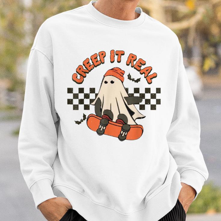 Creep It Real Ghost Boy Vintage Retro Halloween Fall Season Sweatshirt Thegiftio UK