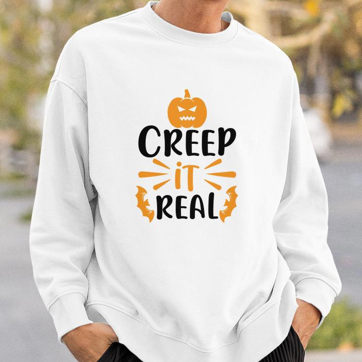 Creep It Real Halloween Occasion Pumpkin Sweatshirt Gifts for Him