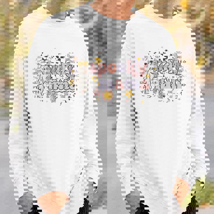 Floral Ghost Halloween Spooky Mama Cool Mom Funny Halloween Sweatshirt Gifts for Him