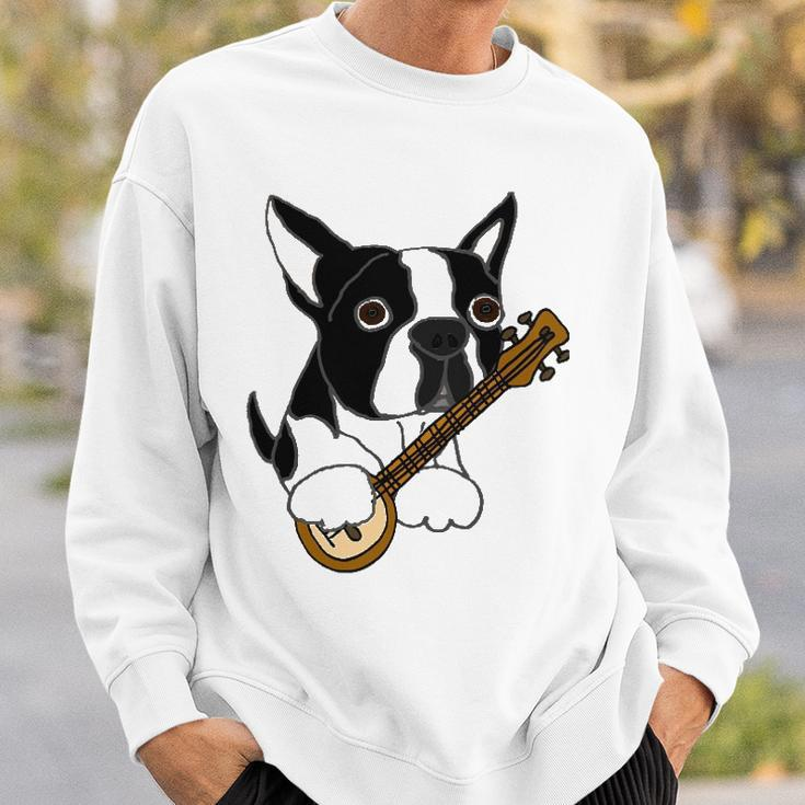 Funny Boston Terrier Dog Playing Banjo Sweatshirt Gifts for Him
