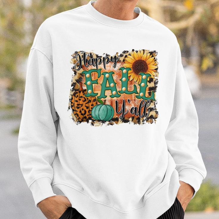 Happy Fall Yall Leopard Pumpkin Fall Vibes Autumn Gift Sweatshirt Gifts for Him