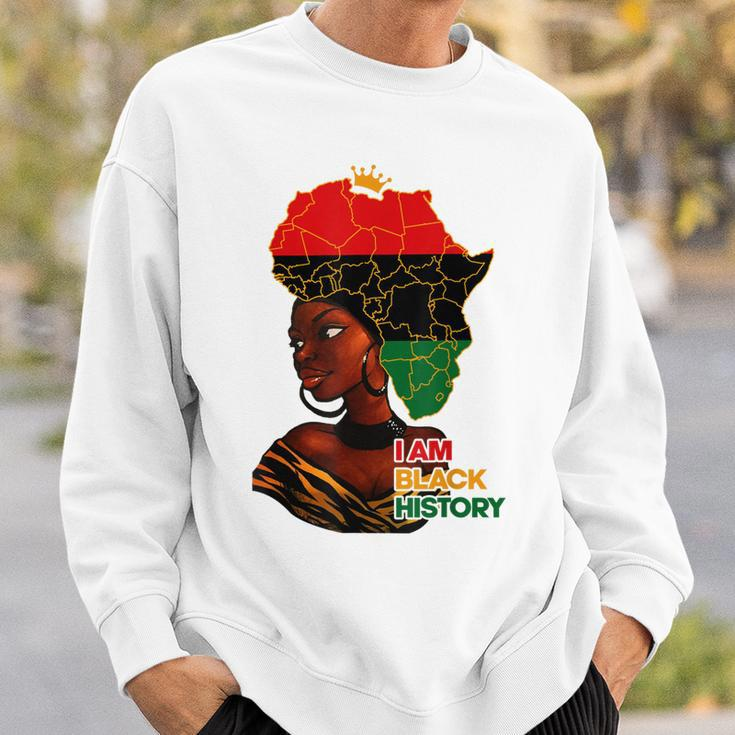 I Am Black History Melanin Pride Africa Map Hair Black Queen V2 Sweatshirt Gifts for Him