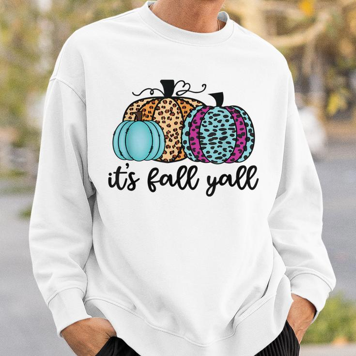 Its Fall Yall Cute Leopard Print Fall Pumpkin Autumn Sweatshirt Gifts for Him