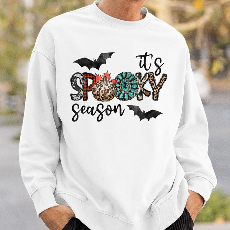 Leopard Turquoise Plaid Halloween Spooky Season Fall Autumn Sweatshirt Gifts for Him