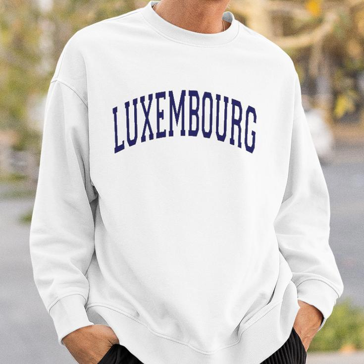 Luxembourg Varsity Style Navy Blue Text Sweatshirt Gifts for Him