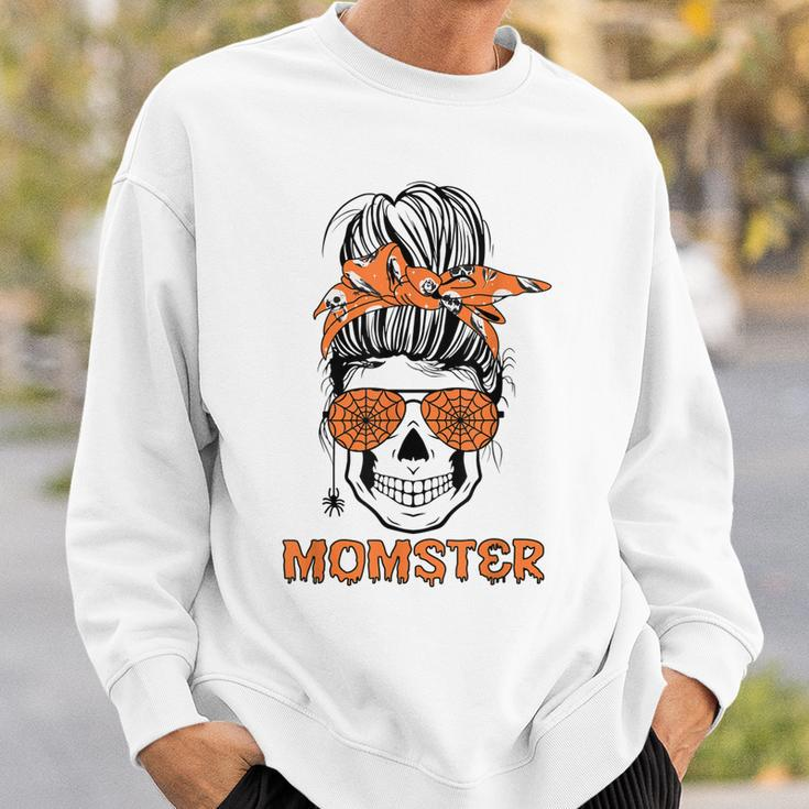 Momster Halloween Costume Skull Mom Messy Hair Bun Sweatshirt Gifts for Him