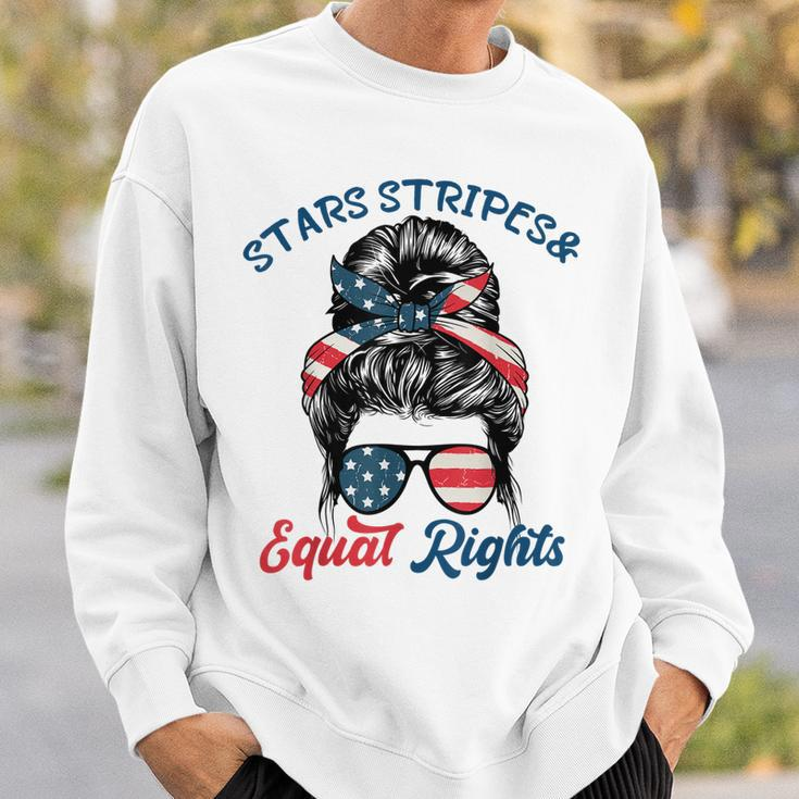 Pro Choice Feminist Stars Stripes Equal Rights Messy Bun Sweatshirt Gifts for Him