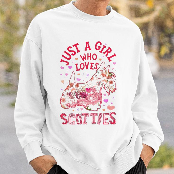 Scottie Scottish Terrier Just A Girl Who Loves Dog Flower Sweatshirt Gifts for Him