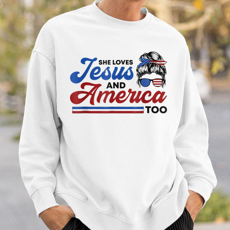 She Loves Jesus And America Too 4Th Of July Proud Christians Sweatshirt Gifts for Him
