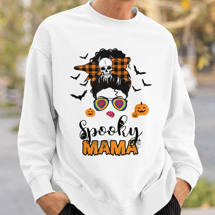 Spooky Mama Messy Bun For Halloween Messy Bun Mom Monster Sweatshirt Gifts for Him