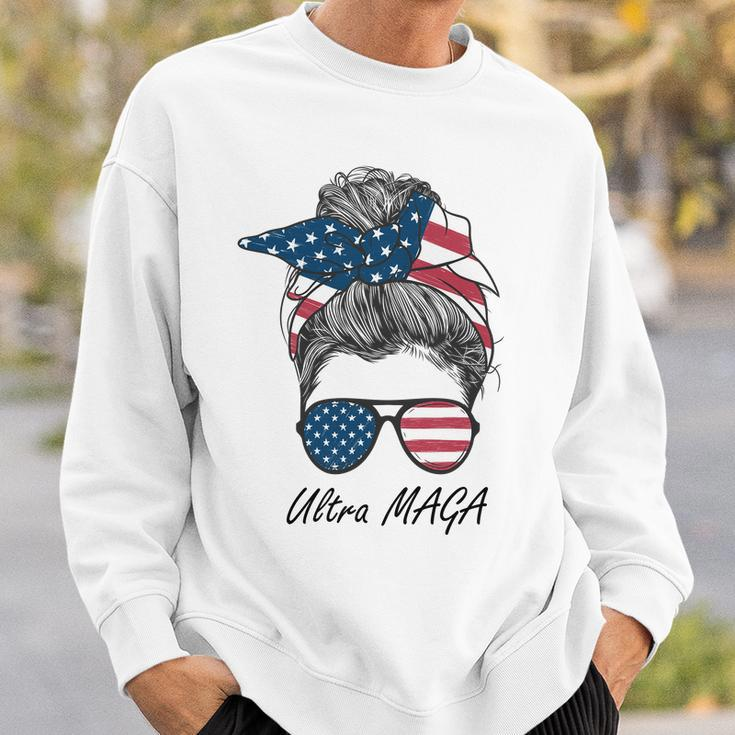 Ultra Maga Messy Bun Parody Trump 2024 Anti Biden Tshirt Sweatshirt Gifts for Him
