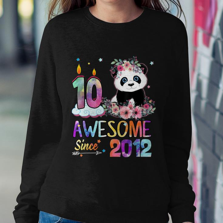 10 Years Old Awesome Since 2012 10Th Birthday Panda Unicorn Sweatshirt Gifts for Her