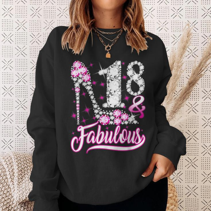 18 Years Old Gifts 18 & Fabulous 18Th Birthday Pink Diamond Men Women Sweatshirt Graphic Print Unisex Gifts for Her