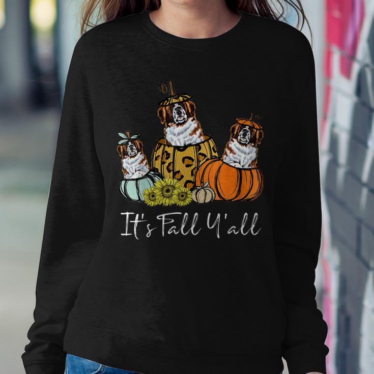 Its Fall Yall Saint Bernard Dog Leopard Pumpkin Autumn  Sweatshirt