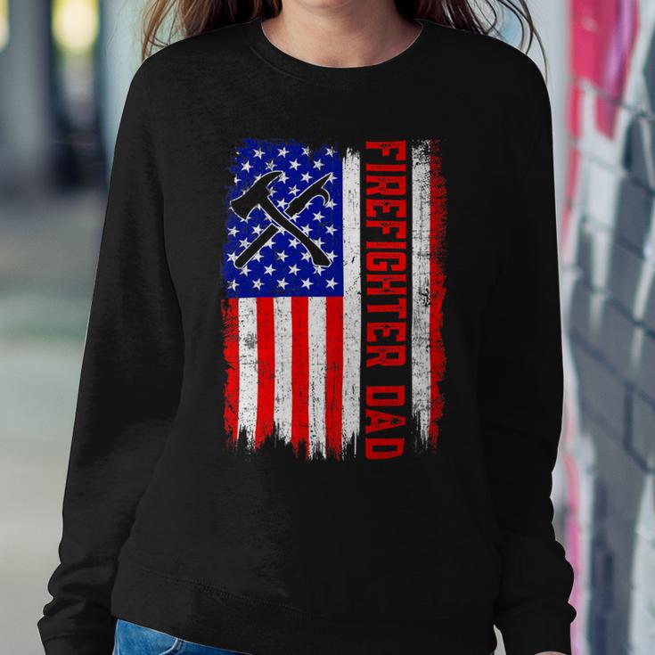 Firefighter Retro American Flag Firefighter Dad Jobs Fathers Day Sweatshirt