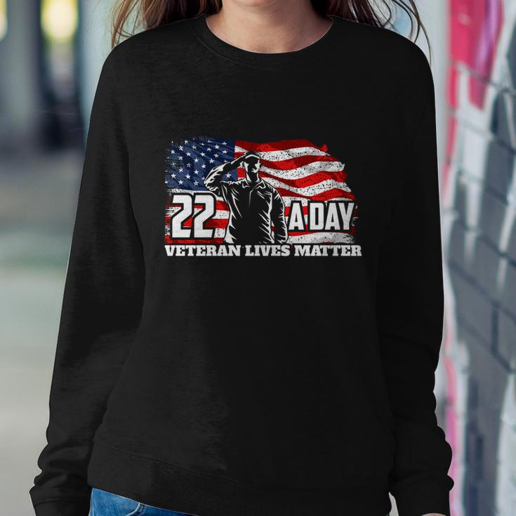 22 Per Day Veteran Lives Matter Suicide Awareness Usa Flag Gift Graphic Design Printed Casual Daily Basic Sweatshirt Gifts for Her