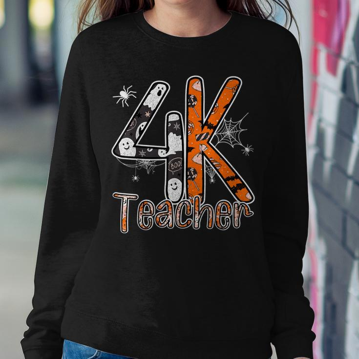 4K Teacher Halloween Trick Or Treat Happy Spooky Season Sweatshirt Gifts for Her