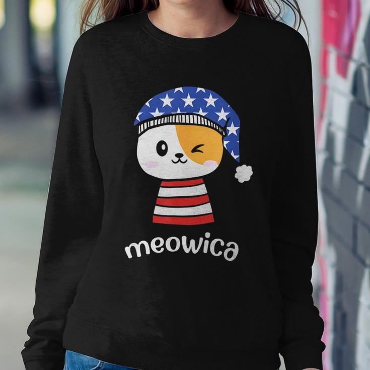4Th Of July Cat Meowica Independence Day Patriot Usa Flag Sweatshirt Gifts for Her