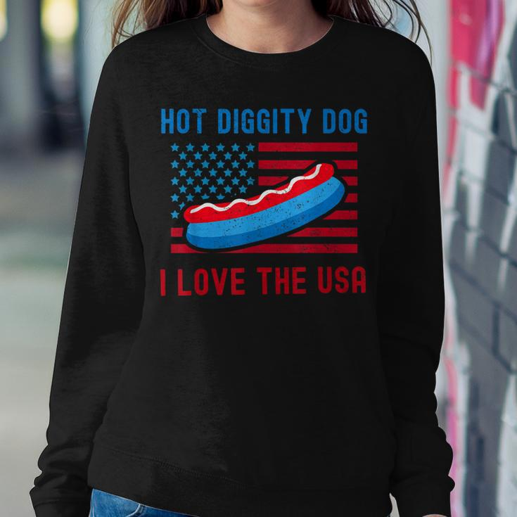 4Th Of July Hot Diggity Dog I Love The Usa Funny Hot Dog Sweatshirt Gifts for Her